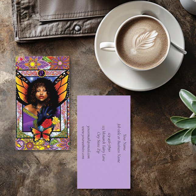 Carte De Visite Papillon monarque Fée Purple Floral (Créateur téléchargé)
