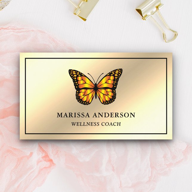 Carte De Visite Papillon Monarque Orange Élégant Feuille de Crème  (Créateur téléchargé)