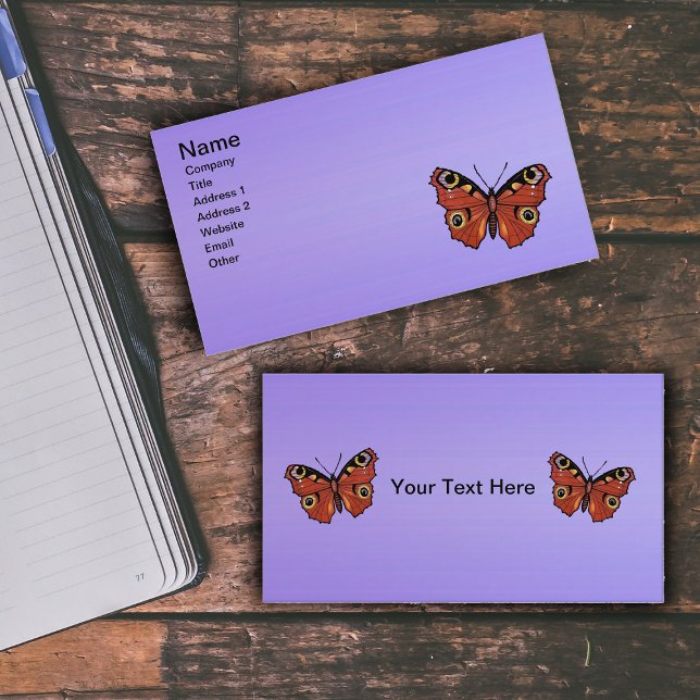 Carte De Visite Papillon Monarque Plutôt Vivid Violet (Monarch butterflies pretty markings on bright purple business cards.)