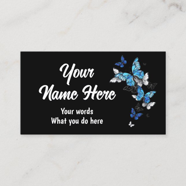 Carte De Visite Papillon morpho dans le noir (Devant)