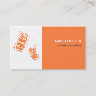 Carte De Visite Papillon orange et blanc Élégant moderne simple