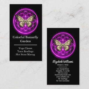 Carte De Visite Papillon Pourpre Indigo Mystique Mandala Turquoise