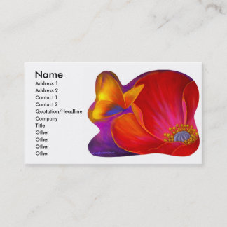 Carte De Visite Papillon rose de fleur de pavot - multi