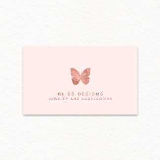 Carte De Visite Papillon rose Gold Foil Elegant Blush Rose