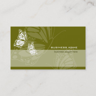 Carte De Visite Papillon sur simple moderne élégant de vert oliv
