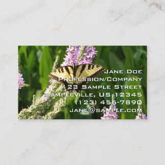 Carte De Visite Papillon Swallowtail sur Fleurs sauvages pourpres