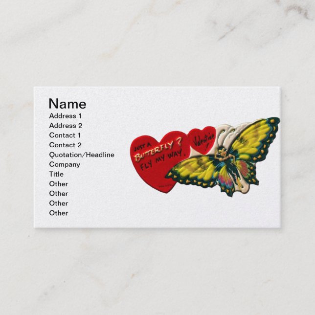 Carte De Visite Papillon Valentine - Voler (Devant)