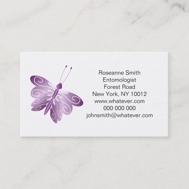 Carte De Visite Papillon Violet (Devant)