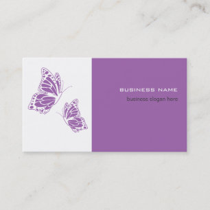 Carte De Visite Papillon Violet & Blanc Élégant Moderne Simple