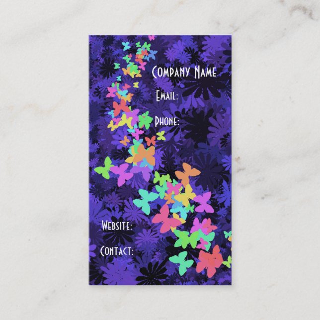 Carte De Visite Papillons aux couleurs bleues (Devant)