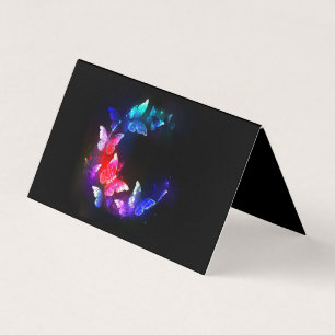 Carte De Visite Papillons de nuit Neon brillants sur arrière - pla