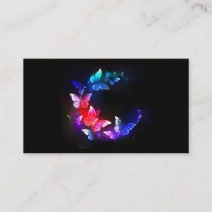 Carte De Visite Papillons de nuit Neon brillants sur arrière - pla