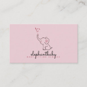 Carte De Visite Papillons éléphants roses