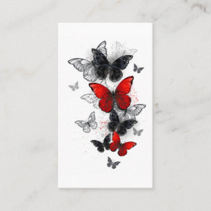 Carte De Visite Papillons noirs et rouges volants