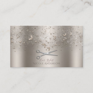 Carte De Visite Papillons Or Champagne Ciseaux Argent Styliste