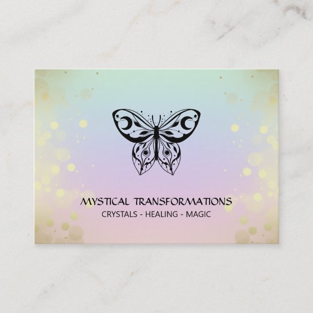 Carte De Visite *~* Papillons papillons Moth Magic Boho Rainbow Pa (Devant)