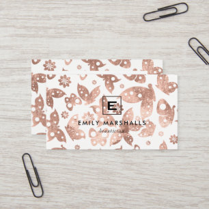 Carte De Visite Papillons rose Gold