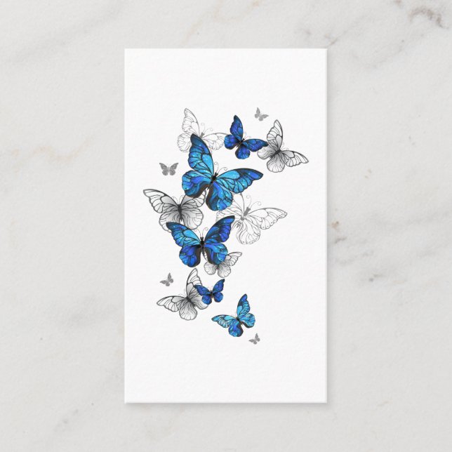Carte De Visite Papillons volants bleus Morpho (Devant)