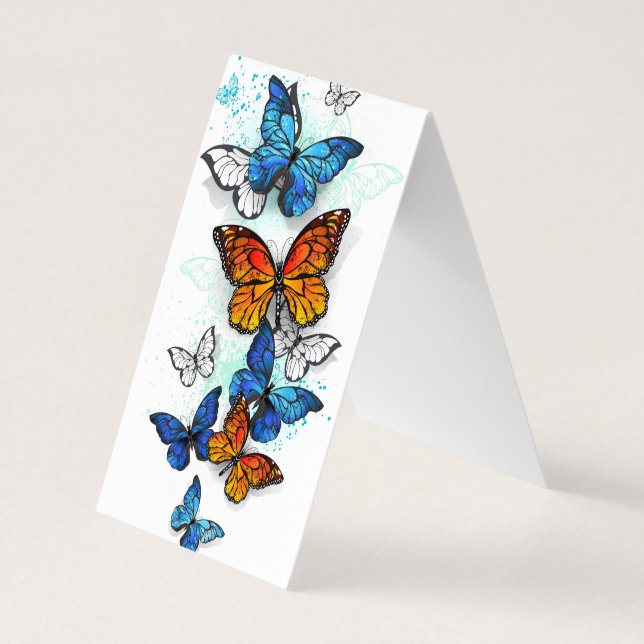 Carte De Visite Papillons volants Morpho et Monarch (Dos)