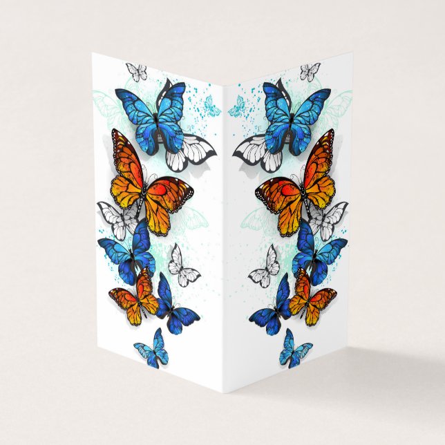 Carte De Visite Papillons volants Morpho et Monarch (Extérieur)