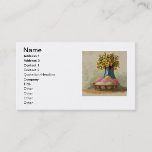 Carte De Visite Pâques Panier Œufs Fleurs Antique