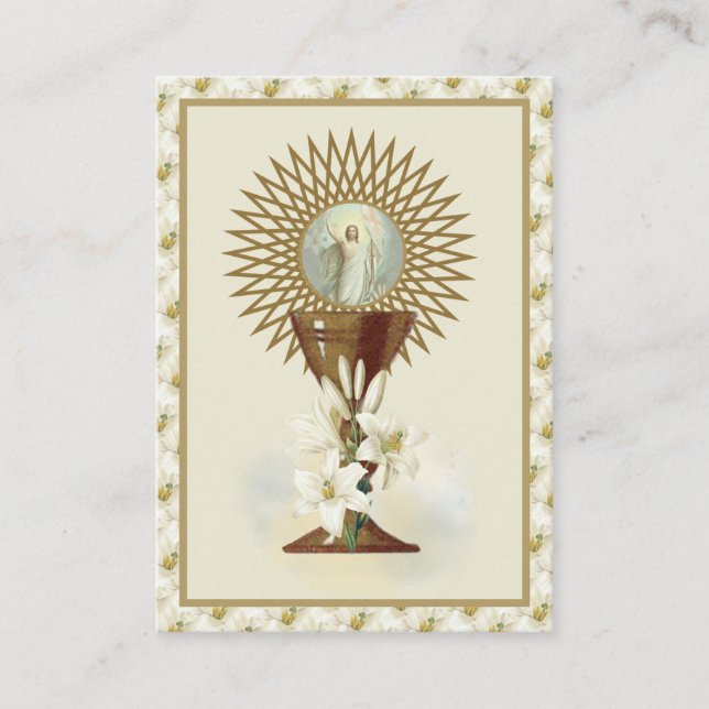 Carte De Visite Pâques Prière Jésus Eucharistie Anges Catholiques (Devant)