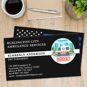 Carte De Visite Paramètre EMT Ambulance Service Logo Emblem Person