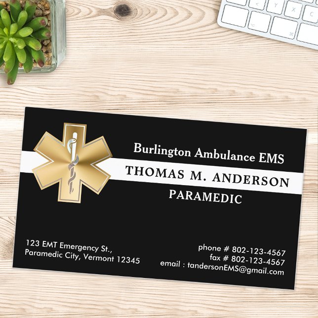 Carte De Visite Paramètre personnalisé EMS EMT Ambulance Urgence (Créateur téléchargé)