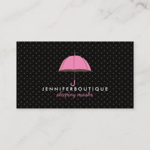 Carte De Visite Parapluie à pois noirs sous la pluie d'hiver