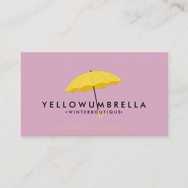 Carte De Visite Parapluie rose jaune (Devant)