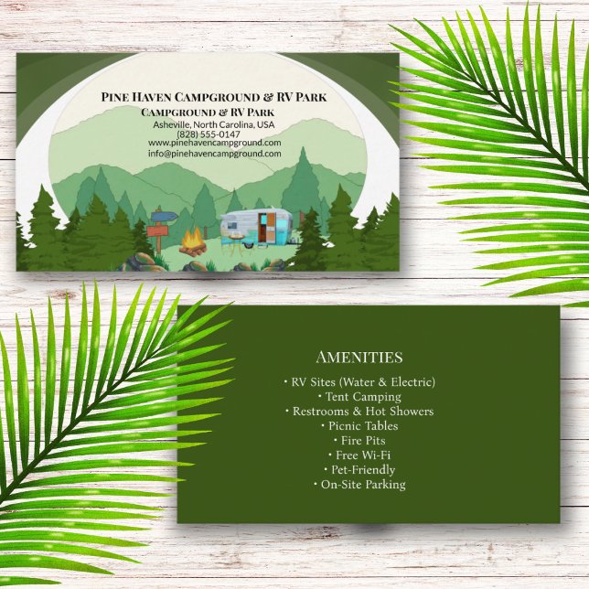 Carte De Visite Parc de camping extérieur RV Park Design rustique (Créateur téléchargé)