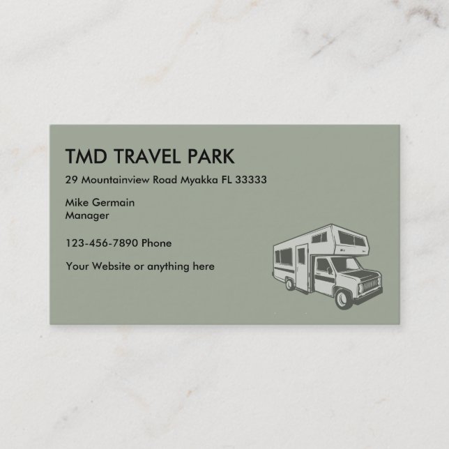 Carte De Visite Parc de voyage de campeur de rv (Devant)