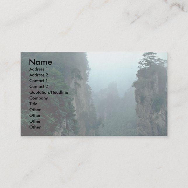 Carte De Visite Parc forestier national, Wuling Mountain, Hunan pr (Devant)