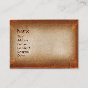 CARTE DE VISITE PARCHEMIN ANCIEN, MONOGRAMME DE CIRE ROUGE