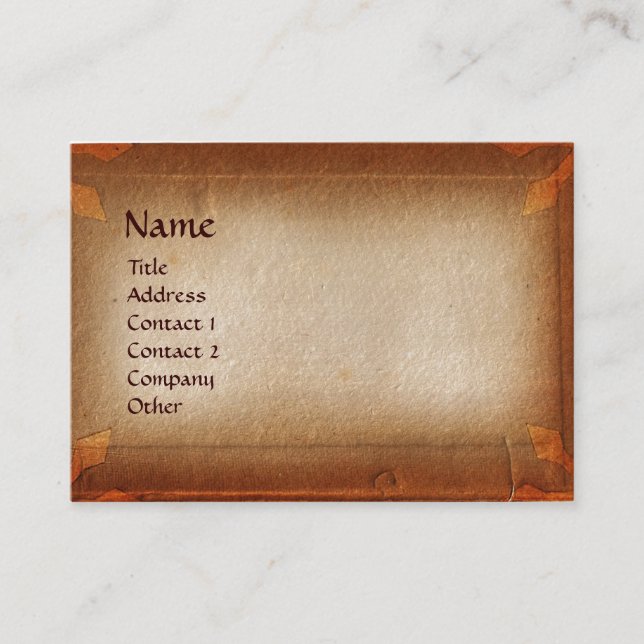 CARTE DE VISITE PARCHEMIN ANCIEN, MONOGRAMME DE CIRE ROUGE (Devant)