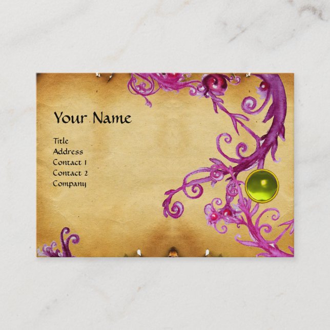 Carte De Visite Parchemin jaune GEM FLORENTINE BAROQUE MONOGRAM (Devant)