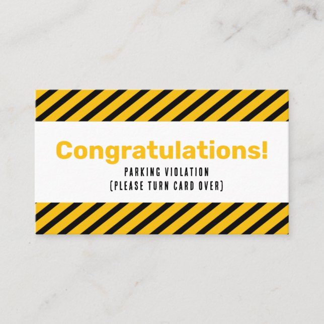 Carte De Visite Parking Incorrectly complaint card (Devant)