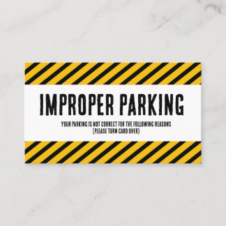 Carte De Visite Parking Incorrectly complaint card