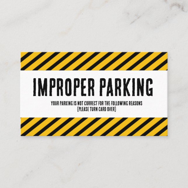 Carte De Visite Parking Incorrectly complaint card (Devant)