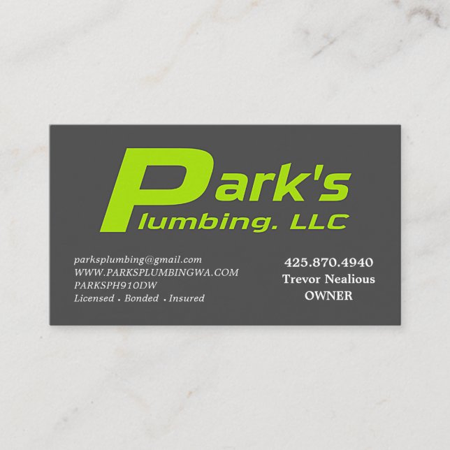 Carte De Visite ParksPlumbing-09-10-2018 (Devant)