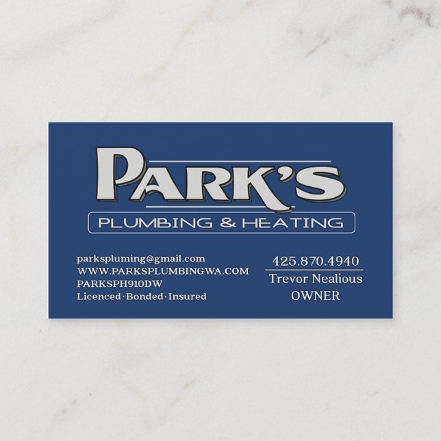 Carte De Visite ParksPlumbing II (Devant)