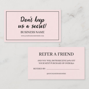 Carte De Visite Parrainage Commercial Moderne Teint Rose Référer U