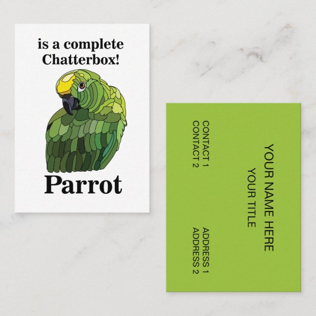 Carte De Visite Parrot Bird Chatterbox Funny Tropical (Devant / Derrière)