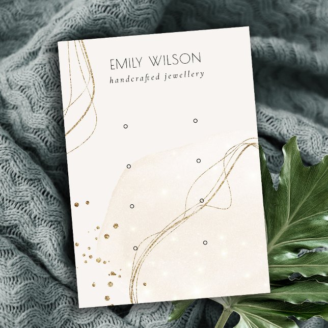 Carte De Visite Parties scintillant Abstraite Ivoire Or 4 Étui Écr (Créateur téléchargé)