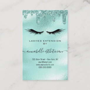 Carte De Visite Parties scintillant Aqua Eyelash Extension Client 