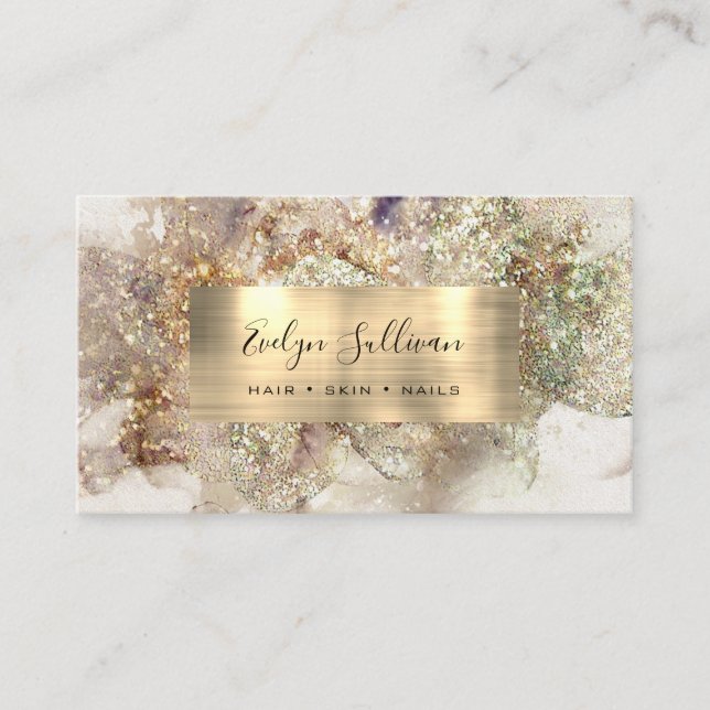 Carte de visite parties scintillant aquarelle (Devant)