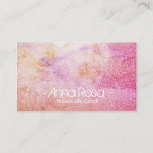 Carte De Visite *~* Parties scintillant Aquarelle Fleur Peach Gold