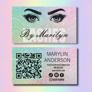 Carte De Visite Parties scintillant arc-en-ciel Ombre Lash Tech QR