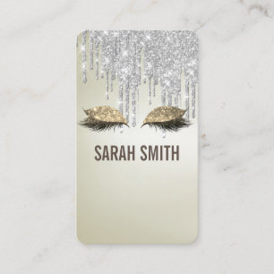 Carte De Visite Parties scintillant argent élégant gouttes cils