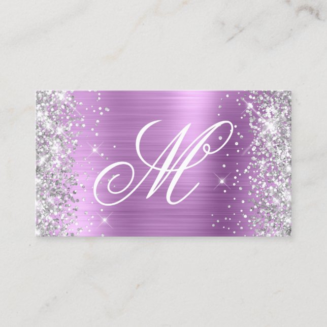 Carte De Visite Parties scintillant argent Lavender Foil fantaisie (Devant)